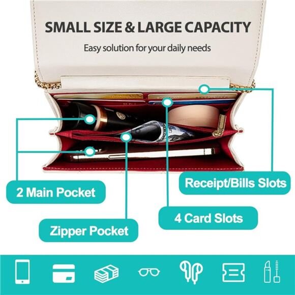 Clutch Purses for Women with Quilted Designs, Beige - Picture 6 of 6